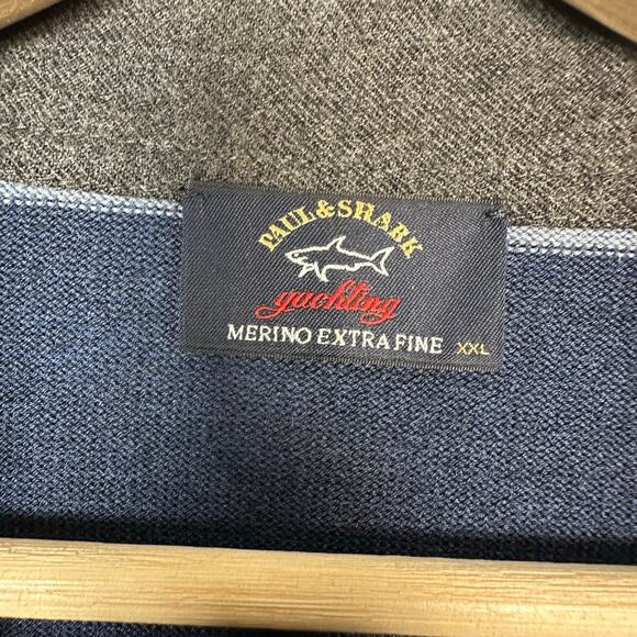 Paul & Shark Yachting Mens Virgin Wool Quarter Zip Pullover Sweater Blue XXL - Picture 3 of 10